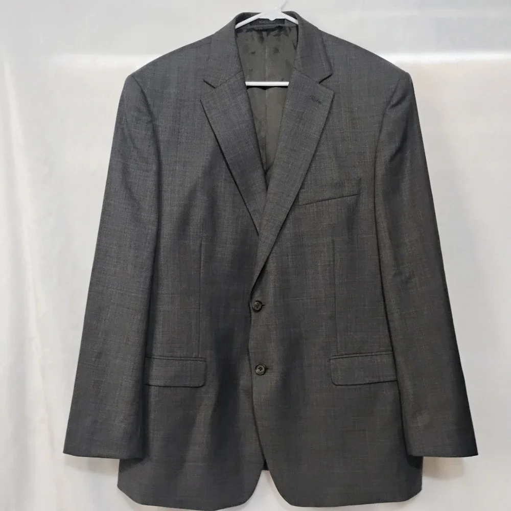 Lauren Ralph Lauren Mens 46R Suit Jacket Charcoal Gray 100% Wool Blazer 2 Button